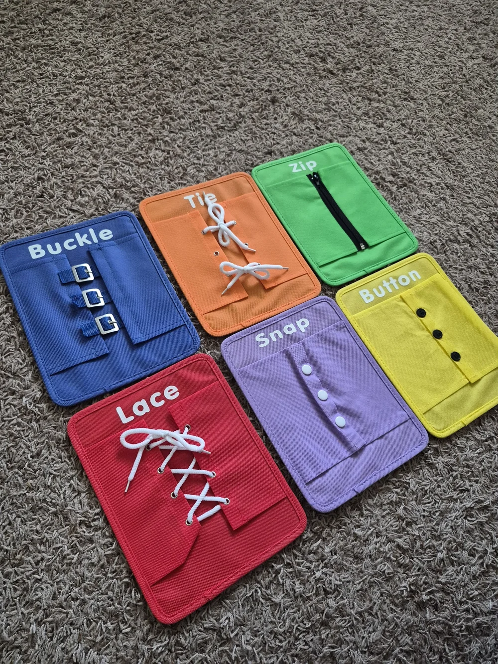 ✨️Colorful✨ Montessori Dressing Skill Set - Lace, Buckle, Tie, Snap, Zip, Button